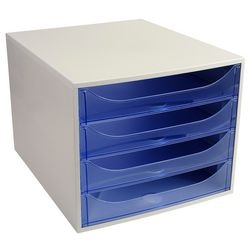 Commode exacompta ecobox gris clair, plastique bleu