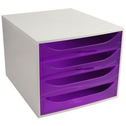 Commode exacompta ecobox gris clair, plastique violet