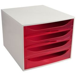 Commode exacompta ecobox gris clair, plastique rouge