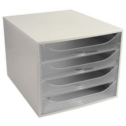 Commode exacompta ecobox blanc, plastique transparent