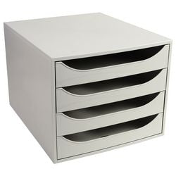 Commode exacompta ecobox gris clair, plastique