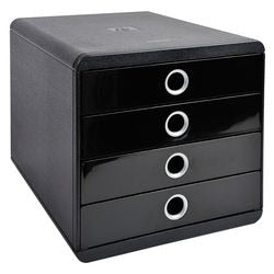Commode exacompta pop-box noir, plastique argenté