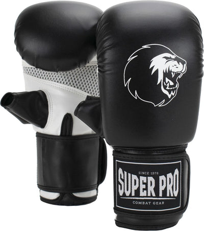 Super pro combat gear victor punching bag gants noir blanc grand