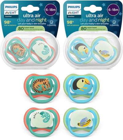 Philips avent ultra air day night – set de tétines avec version jour et nuit – 4 pièces – 6-18 mois - scf087 27