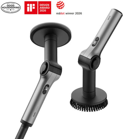 Hoto Flexi Brosse rotative sans fil – Brosse rotative sans fil Flexi – Manche extensible à angle réglable – 8 têtes de brosse – Étanchéité IPX7 – Écran intelligent – Jusqu'à 110 minutes d'autonomie