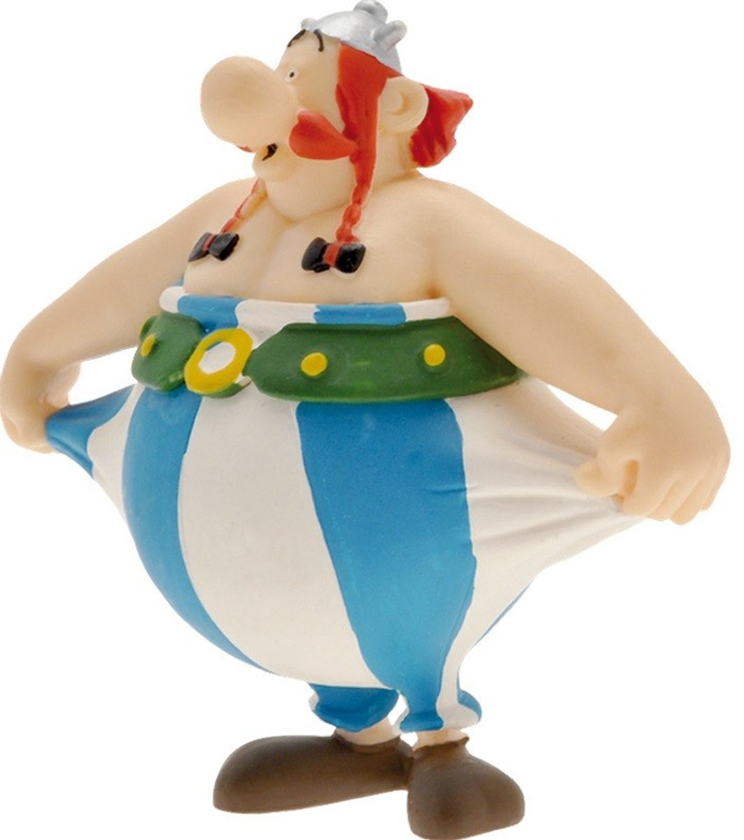 Plastoy figurine astérix obélix tenant son pantalon 8 cm
