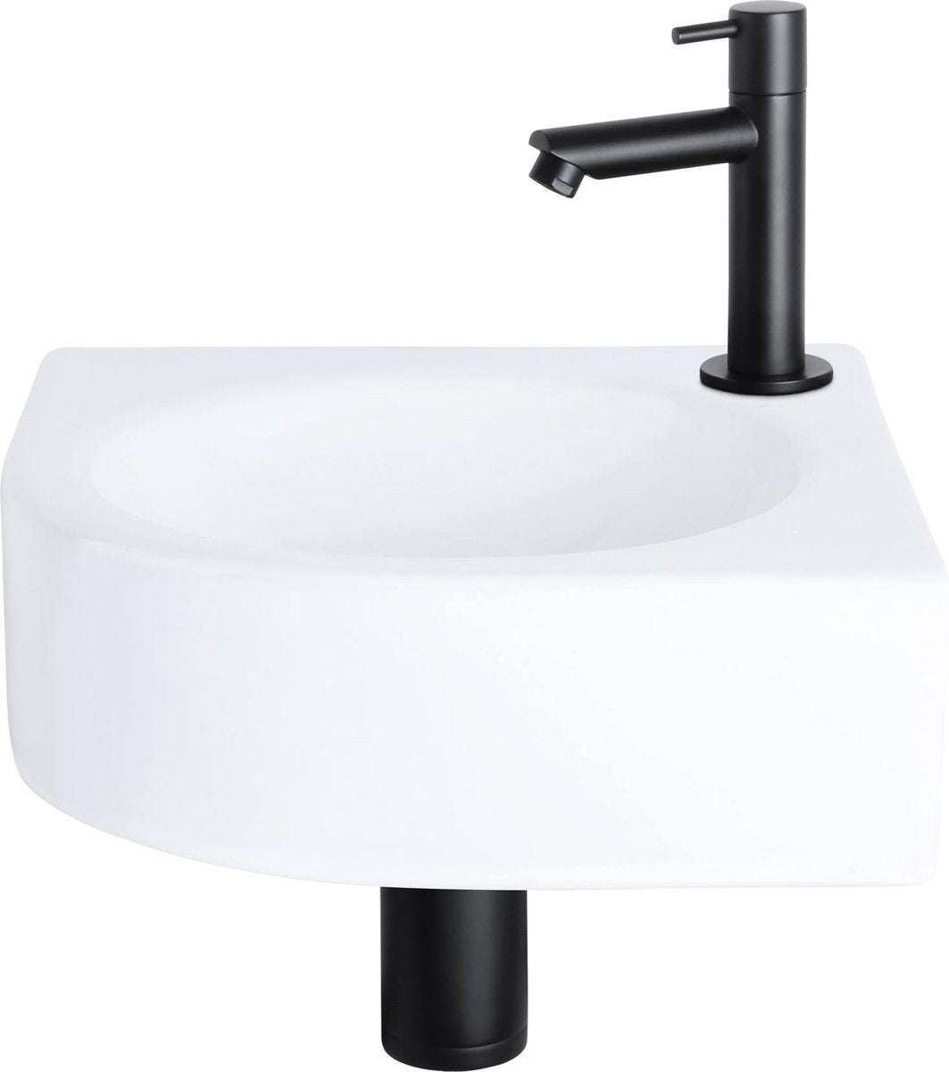Differnz Ensemble fontaine Cleo - céramique - robinet droit noir mat - 30 x 30 x 10 cm