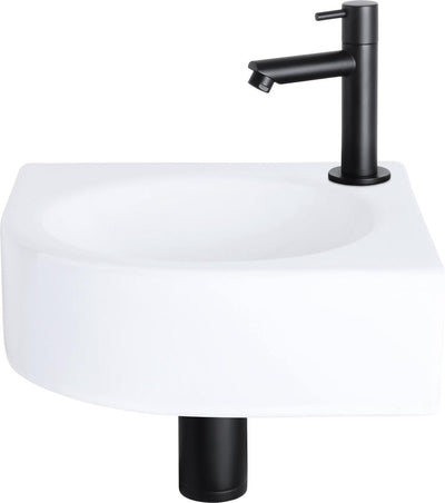 Differnz Ensemble fontaine Cleo - céramique - robinet droit noir mat - 30 x 30 x 10 cm
