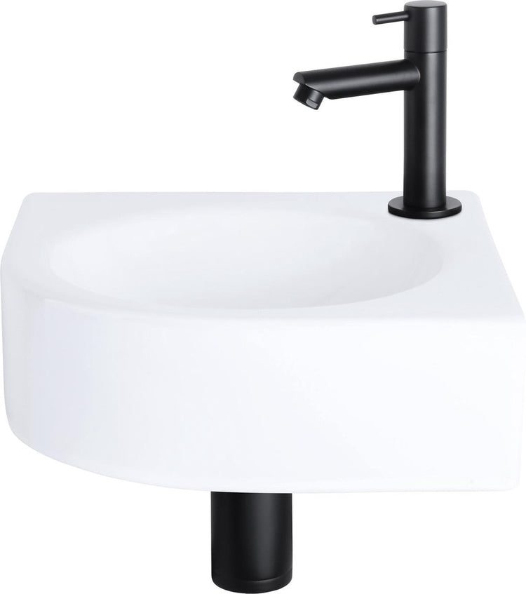 Differnz Ensemble fontaine Cleo - céramique - robinet droit noir mat - 30 x 30 x 10 cm