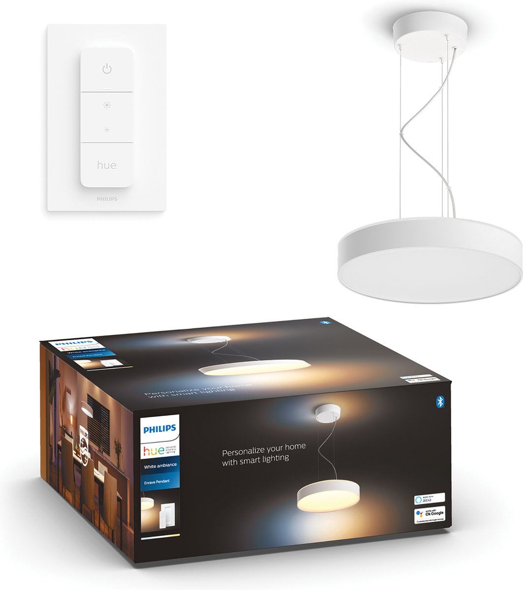 Lampe suspendue Philips Hue Enrave - lumière blanche chaude à froide - blanc - 1 variateur