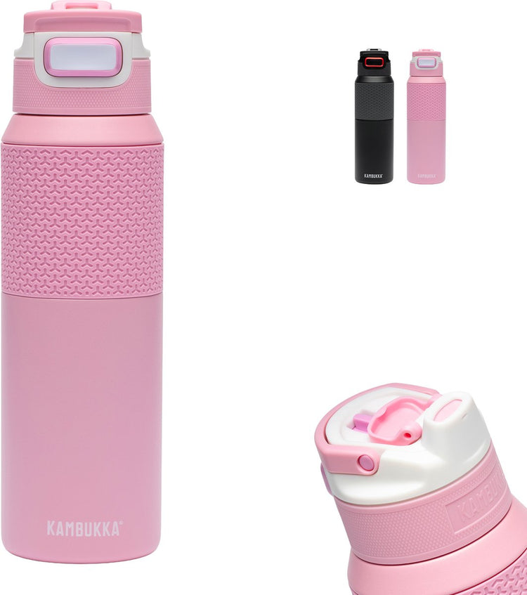 Bouteille d'eau isotherme Kambukka Elton 1l - ambition rose avec couvercle 3 en 1 et gourde facile à nettoyer