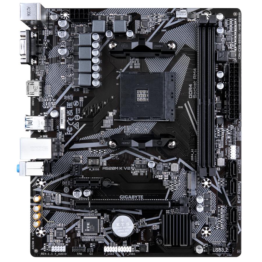 Gigabyte Gigabyte A520M K V2, MATX, AMD AM4, A520, DDR4, 5100 MHz, USB 3.2 GEN 1, M.2, GBE LAN