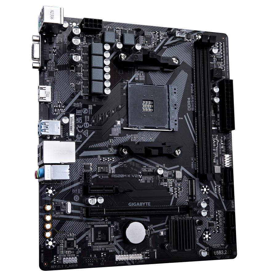 Gigabyte Gigabyte A520M K V2, MATX, AMD AM4, A520, DDR4, 5100 MHz, USB 3.2 GEN 1, M.2, GBE LAN