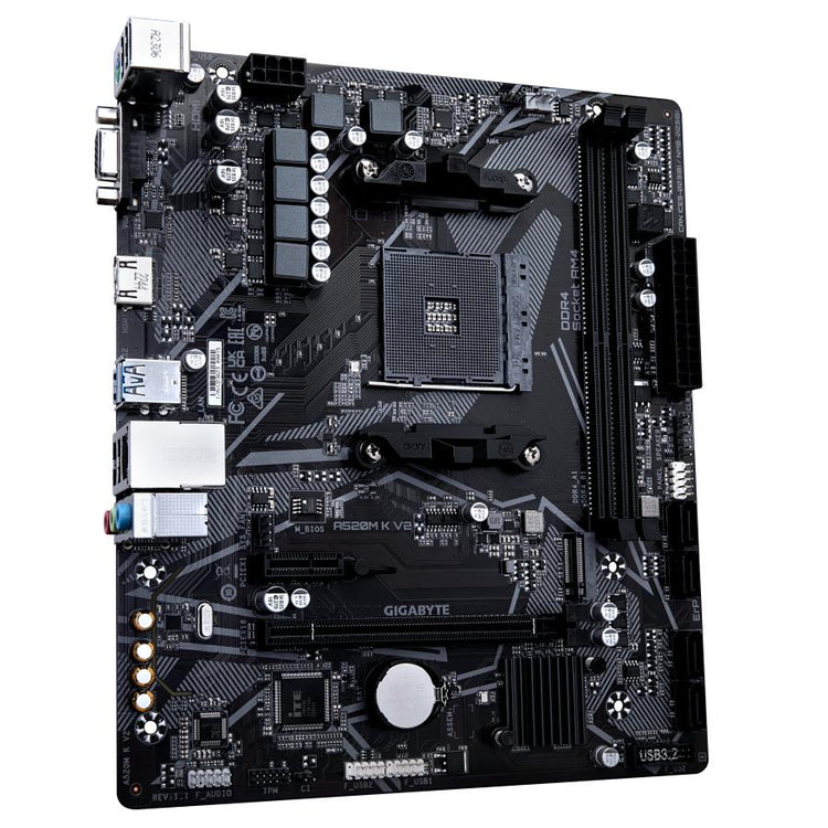 Gigabyte Gigabyte A520M K V2, MATX, AMD AM4, A520, DDR4, 5100 MHz, USB 3.2 GEN 1, M.2, GBE LAN