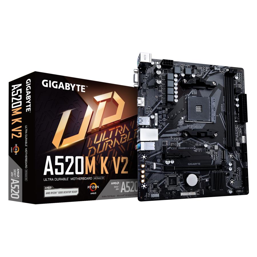 Gigabyte Gigabyte A520M K V2, MATX, AMD AM4, A520, DDR4, 5100 MHz, USB 3.2 GEN 1, M.2, GBE LAN