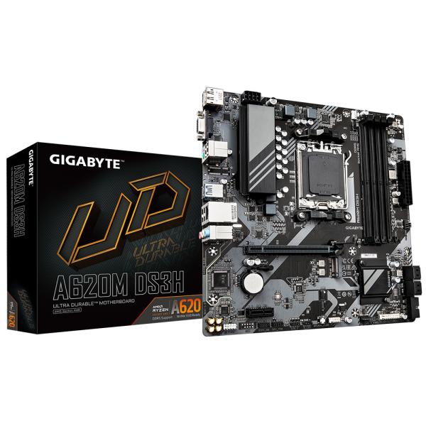 Gigabyte Gigabyte A620M DS3H (Rev. 1.0) AMD AM5, A620, DDR5-SDRAM, 192 Go, USB 3.2 GEN 1, M.2, GBE LAN