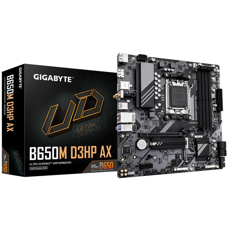 GigaByte B650M D3HP AX B650M D3HP AX, AMD AM5, B650, DDR5, USB 3,2 GEN 1, 2,5 GBE, Wi-Fi 6e