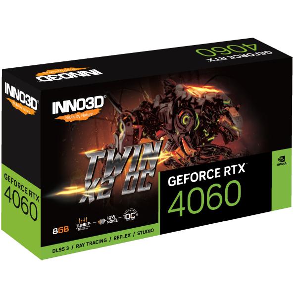 Inno3d Inno3d N40602-08D6X-173051N GEFORCE RTX 4060 TWIN X2 OC, 8GB GDDR6, 128 bits, 2490, 17 Gbps, 3xdp + HDMI
