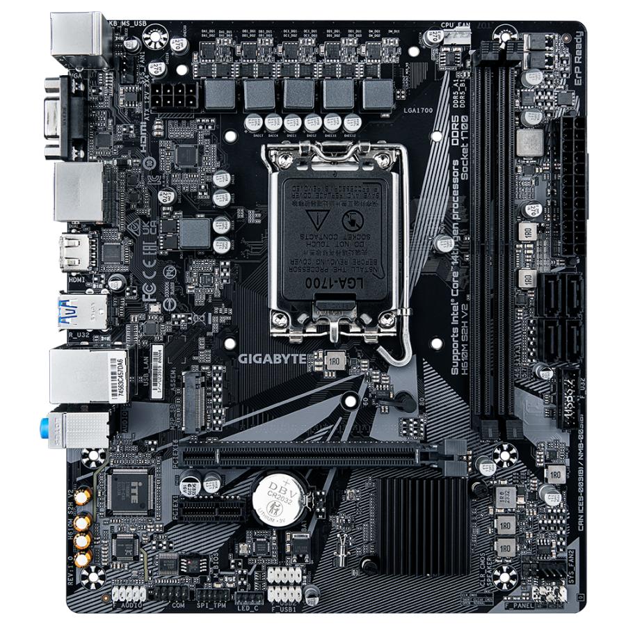 Gigabyte Gigabyte H610M S2H V2 H610M S2H V2 , Intel, LGA1700, DDR5 (5600MHz) GBE LAN, M.2, USB3.2 Gen 1