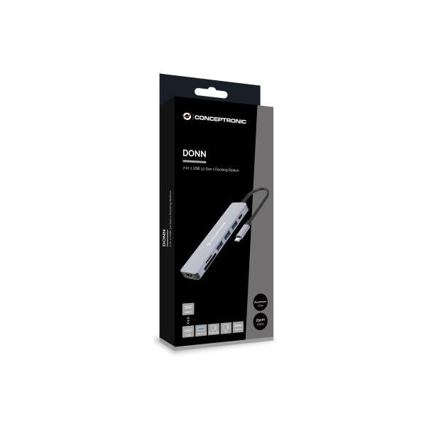 Concepttronic Concepttronic DONN19G 7-en-1 USB 3.2 Gen 1 Station d'accueil, HDMI, USB-A 3.0 x 3, SD, TF MicroSD, 100W