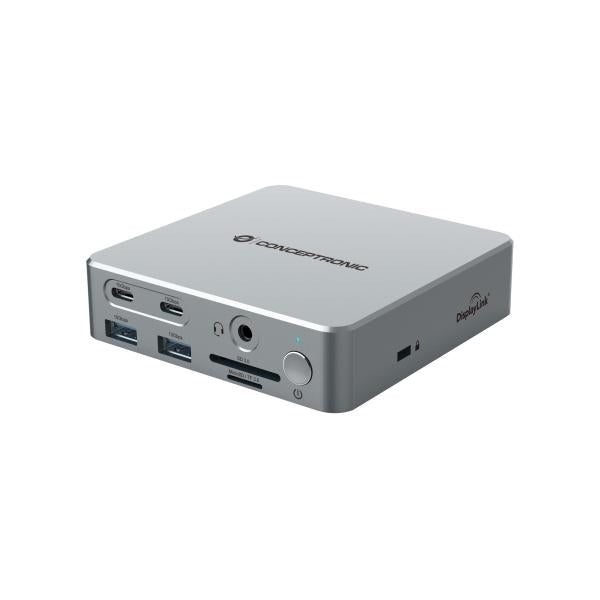 Conceptronic Concepttronic Donn25g 15-in-1 DisplayLink USB 3.2 Station d'accueil Gen 2, Type-C 10 Gbps, USB-A X2
