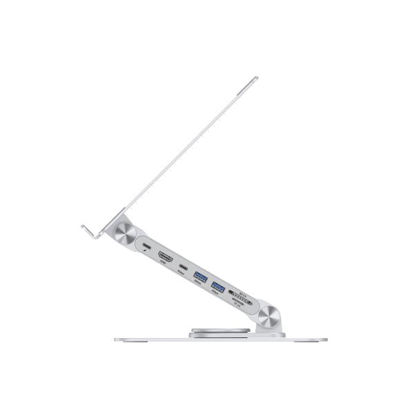 Concepttronic Concepttronic Donn27G Stand d'ordinateur portable avec station d'accueil 7-en-1, 360 ° Rotation, USB 3,2 Gen 1 Type-C