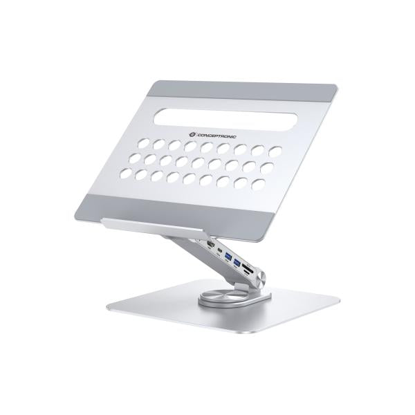 Concepttronic Concepttronic Donn27G Stand d'ordinateur portable avec station d'accueil 7-en-1, 360 ° Rotation, USB 3,2 Gen 1 Type-C