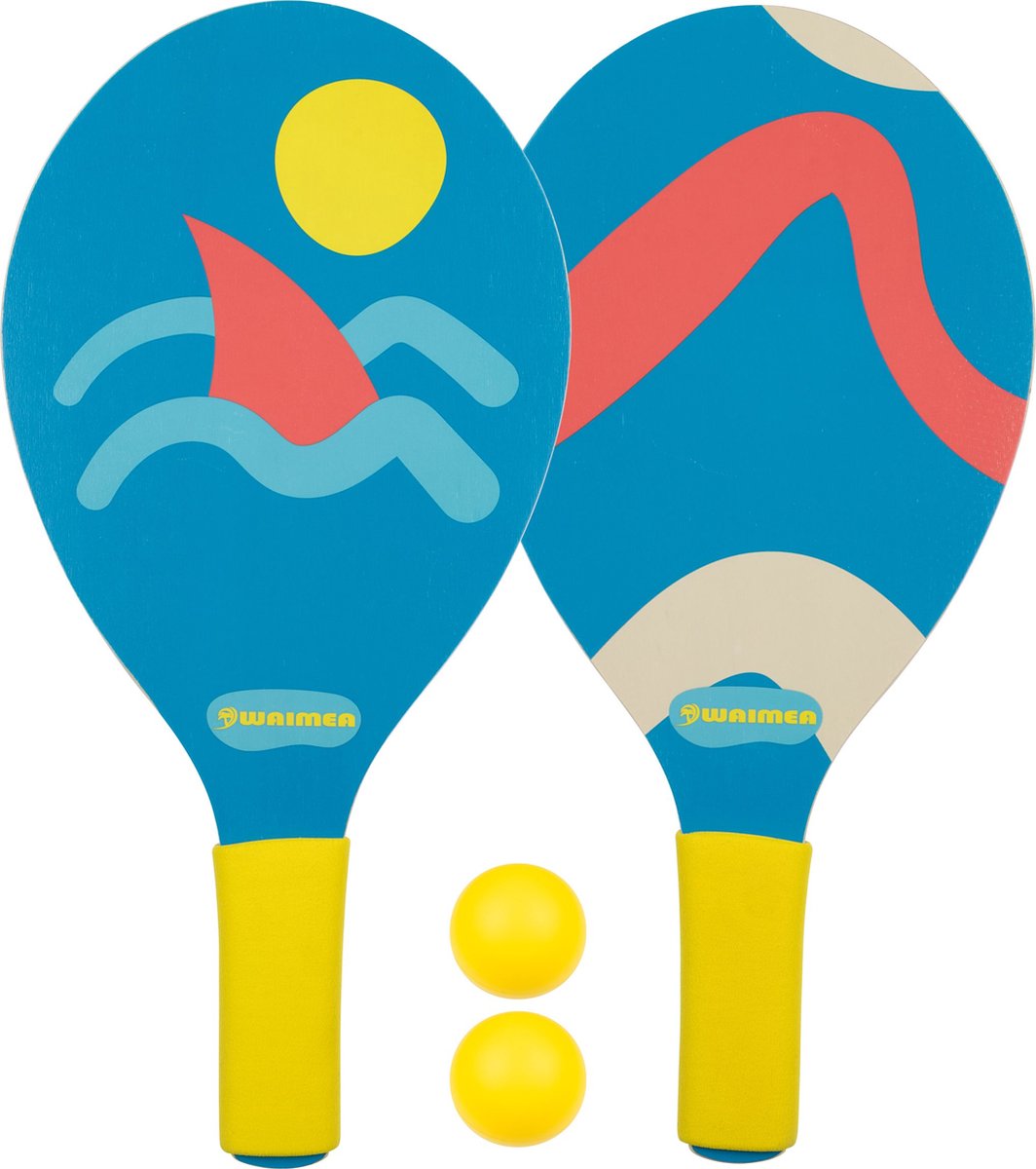 Set de ballon de plage Waimea - set complet - bois - bleu jaune - à partir de 3 ans