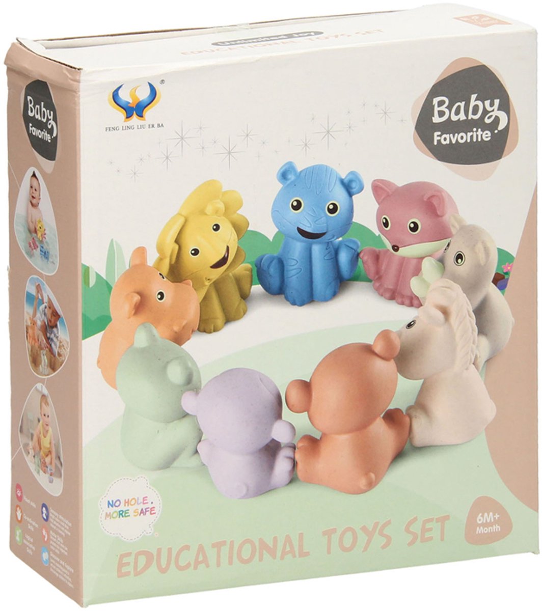 Lobbes bain animaux famille pastel, 9 pcs.