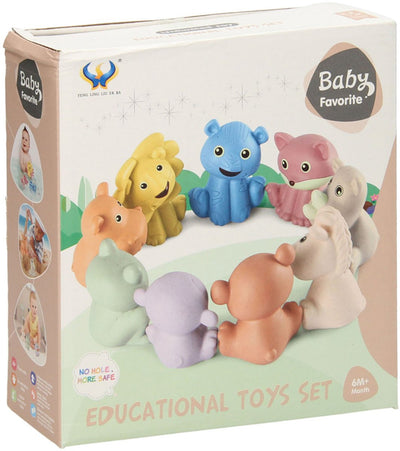 Lobbes bain animaux famille pastel, 9 pcs.