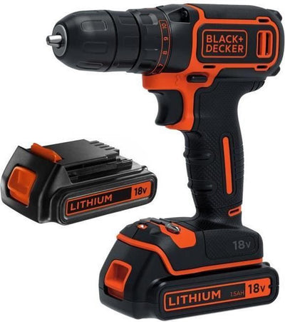 Tournevis Black+decker bdcdc18b 18v 2x1,5ah - 1 vitesse | 2x batteries 18v 1,5ah + chargeur 200ma - bdcdc18b-qw