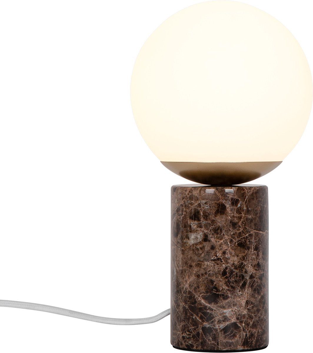Nordlux lilly-lampe de table-e14-verre opale-marbre marron