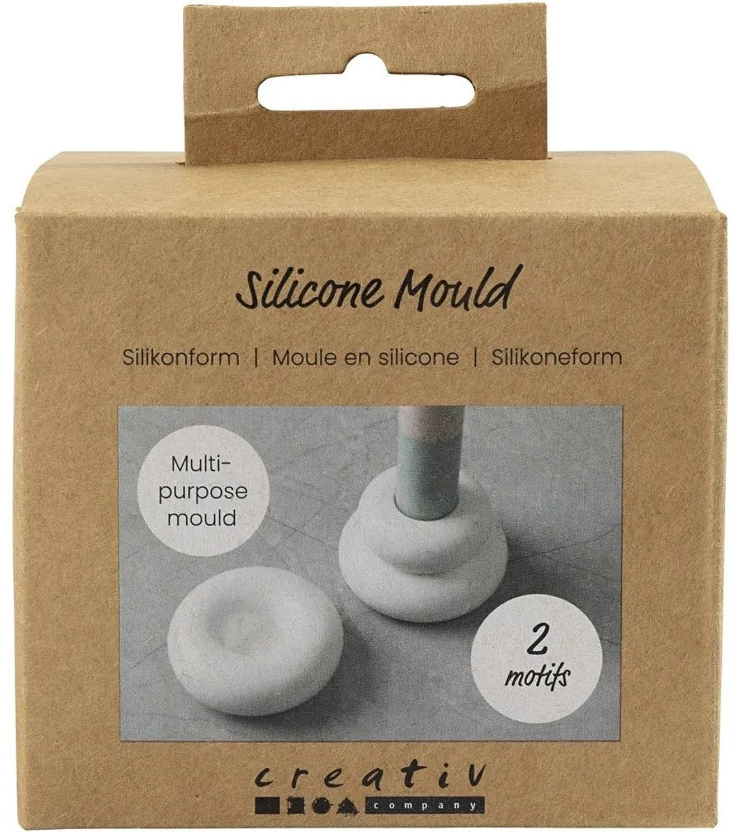 Moules en silicone Creativ company, bougeoirs en forme de beignet, h: 2+3,8 cm, d 6+6,2 cm, transparent mat, 1 pièce 1 boîte