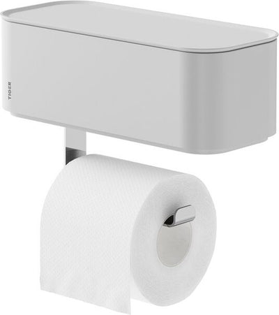 Tiger 2 magasins - porte-rouleau papier toilette - porte-rouleau papier toilette avec plateau de rangement pour lingettes humides - sans perçage - perçage ni collage - blanc