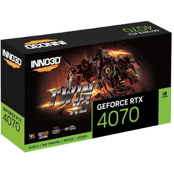 Inno3d Inno3d N40702-12d6-179063n Geforce RTX 4070 GDDR6 Twin X2, 12 Go, GDDR6, 192 bits, 2475 sp, 20 Gbps,