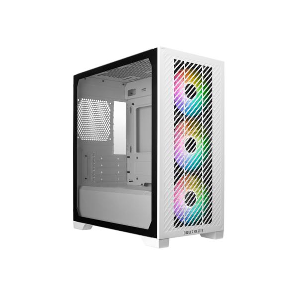 Cooler Master E301-WGNN-S00 Elite 301 White Argb, ATX, fenêtre, USB 3.2 Gen 1 Type-C, 3x 120 mm Argb