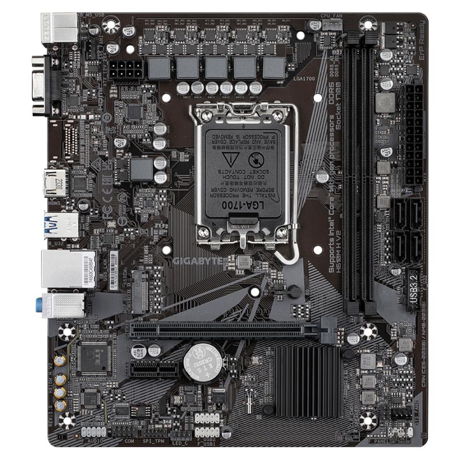Gigabyte Gigabyte H610M H V2 H610M H V2, MATX, Intel LGA1700, DDR5 5600MHz, M.2, GBE LAN, USB 3.2