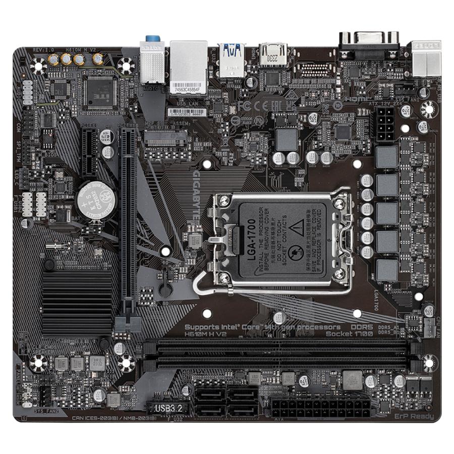Gigabyte Gigabyte H610M H V2 H610M H V2, MATX, Intel LGA1700, DDR5 5600MHz, M.2, GBE LAN, USB 3.2