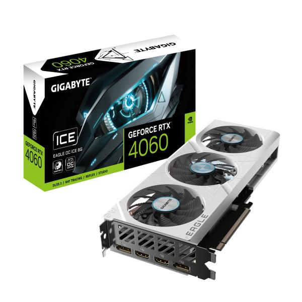 Gigabyte GV-N4060EAGLEOC ICE-8GD GEFORCE RTX 4060 EAGLE OC ICE 8G, PCIE 4.0, 8 Go GDDR6, 128 bits