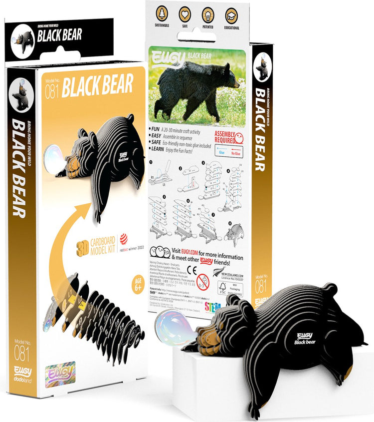 Puzzle 3D Eugy - ours noir - animaux sauvages - durable - collectionnez-les tous - 6 ans