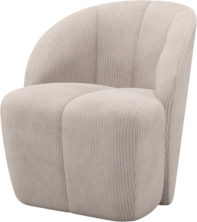 Fauteuil pivotant Woood mojo - tissu côtelé - écru - 75x68x77