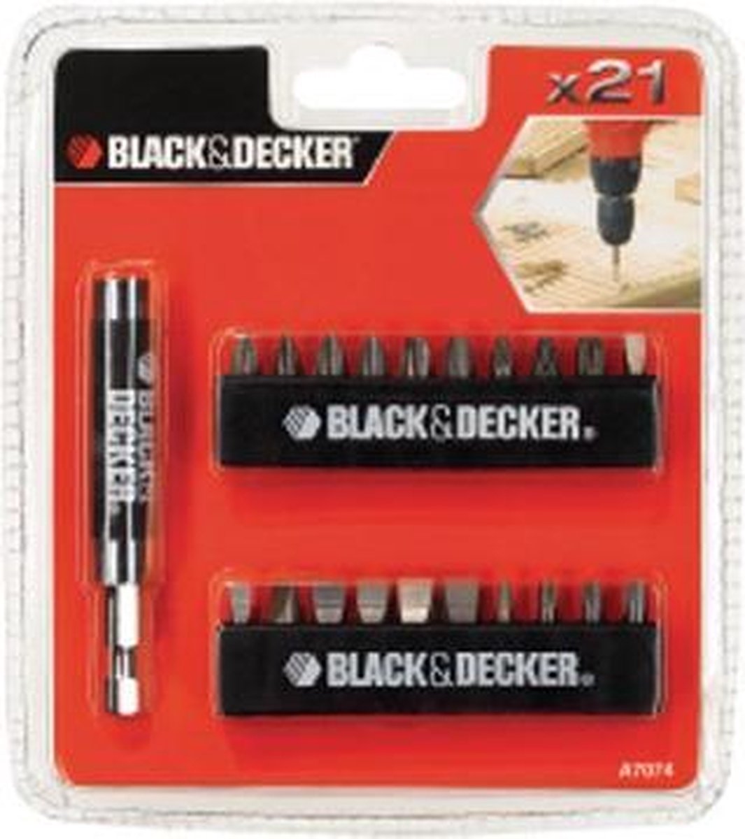 Black+decker a7074-xj - jeu d'embouts de tournevis - 21 pièces - support magnétique
