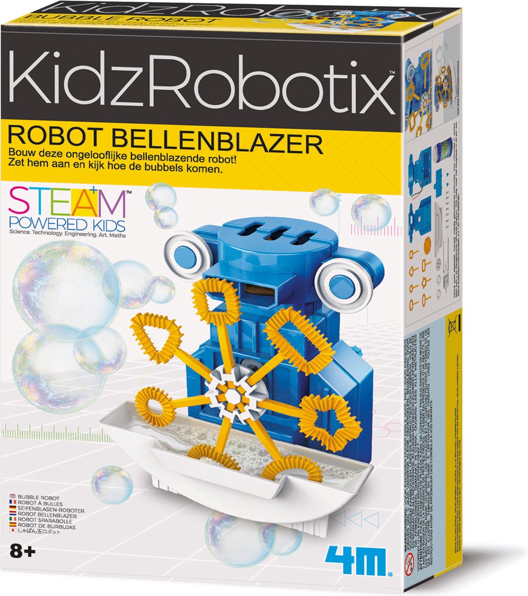 4m science et jeux - fabriquez votre propre robot souffleur de bulles - kit de construction - kidzrobotix - 8+