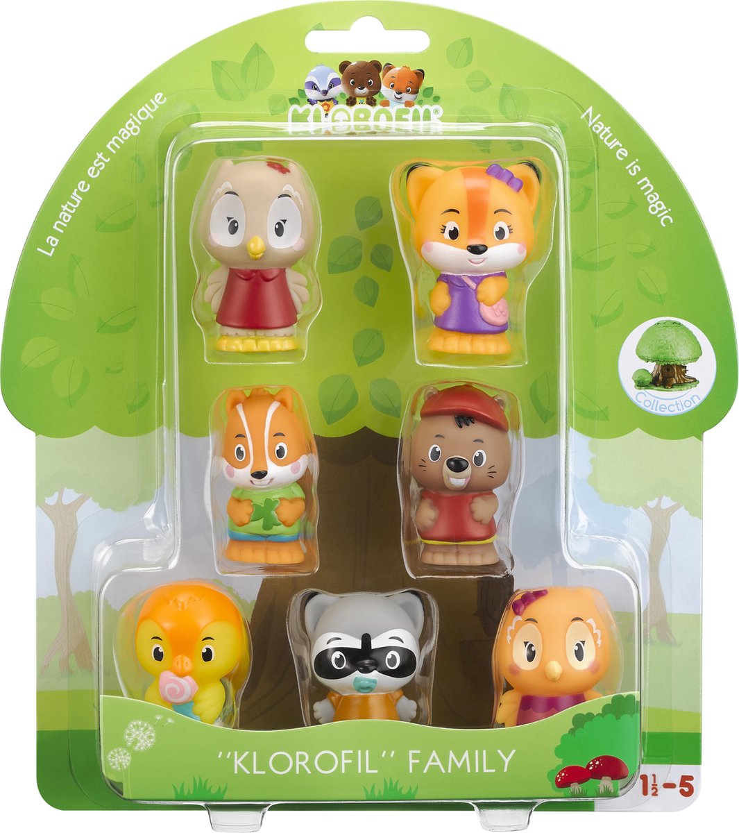 Klorofil set de jeu la famille - figurines de jeu ensemble de 7 poupées différentes - poupées familiales - jouets pour enfants - à partir de 18 mois - 7 pièces