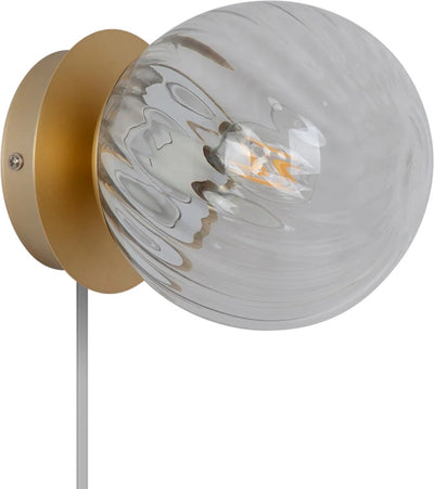 Nordlux applique chisell-e14-verre tourbillonné clair laiton