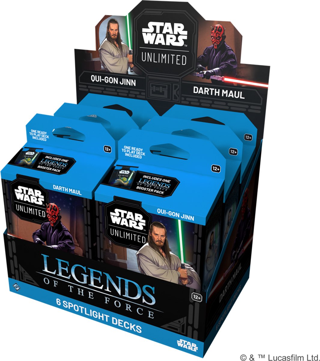 Fantasy Flight Games Star Wars Unlimited TCG – Legends of the Force Spotlight Deck – Qui-gon Jinn Dark Maul – Présentoir avec 6 jeux de cartes – Jeu de cartes anglais – Prêt à jouer