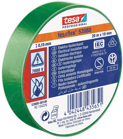 Tesa professional 1064508 - tesa 53988 ruban isolant électronique 20m 19mm vert | 10 pièces