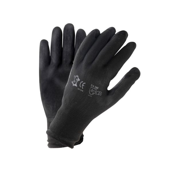 Assemblage d'atelier de gant Polyester avec Pu-Coating XL Black