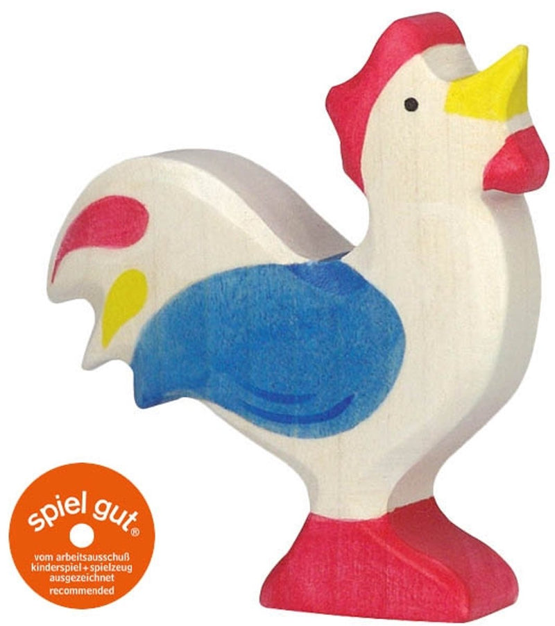 Holztiger rooster, blue. 7,5 cm