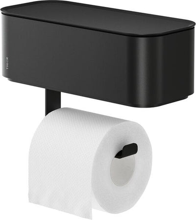 Tiger 2-store - porte-rouleau papier toilette - porte-rouleau papier toilette avec plateau de rangement pour lingettes humides - sans perçage - perçage ni collage - noir